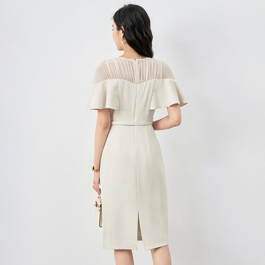 气质高级感荷叶边袖，拼接修身显瘦连衣裙WLZD- 2419212 商品图1