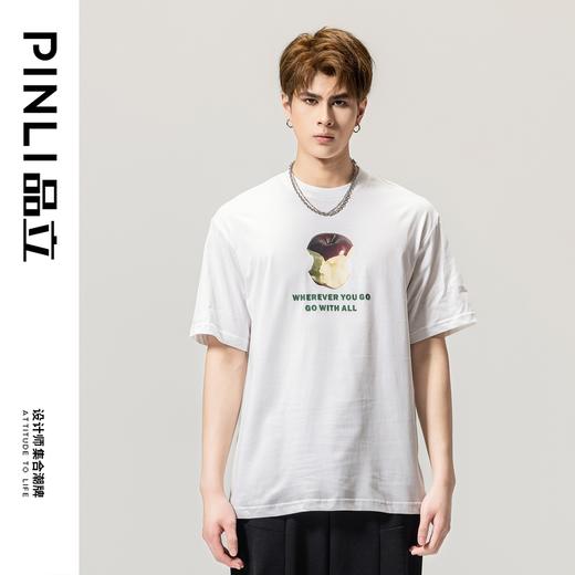 PINLI品立2024春季新款男士纯棉印花圆领休闲短袖T恤BG231111023 商品图2