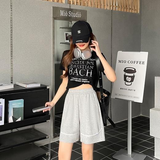 【奶油空气棉运动短裤】女夏韩版纯色休闲宽松高腰显瘦阔腿裤百搭热裤 商品图3