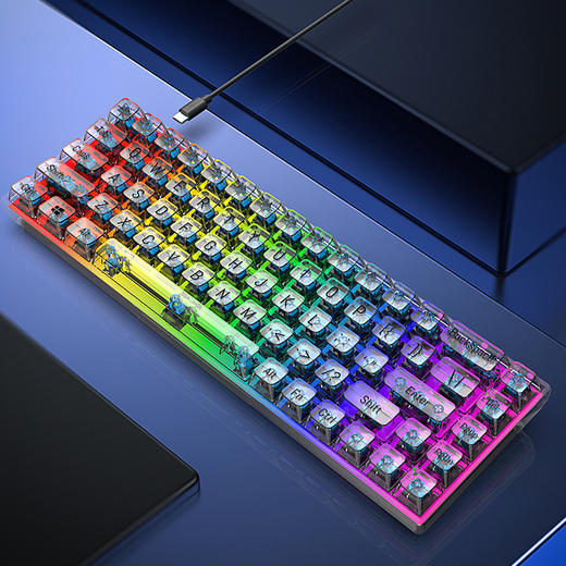 【好看更好用！桌搭更时尚】透明机械键盘K60单模有线机械键盘68键透明键帽支持客制化电竞游戏键盘，可选多种预设灯效 轻松个性化你的键盘。ry 商品图3
