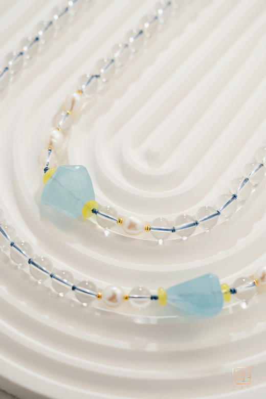 天然白水晶海蓝宝珍珠国风多用长链 商品图9