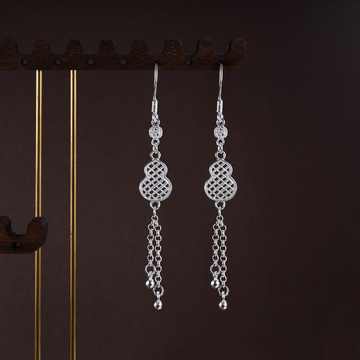 子佩集S990银【婉福】耳环【MXEH015】纯银花丝葫芦流苏2405 商品图0