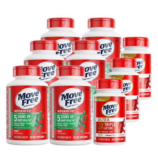 MoveFree 益节 氨糖维骨力绿瓶120粒x6+UC2专利骨胶原轻养瓶75粒x3 商品图0