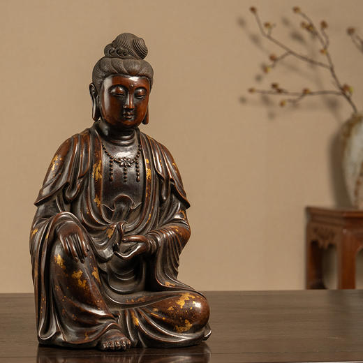 清 铜洒金自在观音像 商品图4