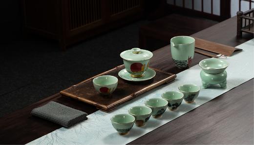 齐白石山水银瓷茶具 商品图3