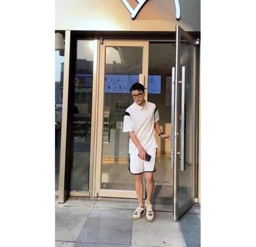 PJ1012夏季休闲短袖POLI衫套装男百搭拼接T恤短裤POLO衫两件套 商品图2