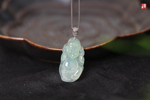 天然翡翠【财神】吊坠  镶嵌：18k 金扣 商品图2