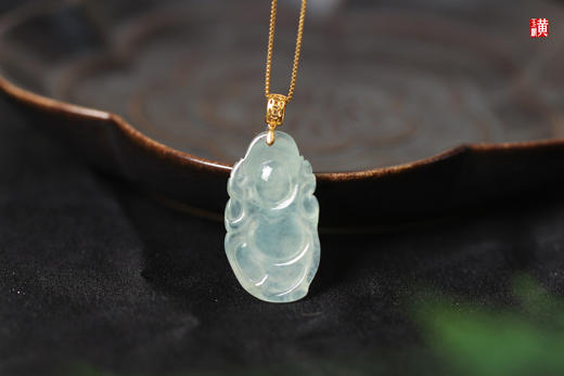 天然翡翠【财神】吊坠 镶嵌：18k 金扣 商品图2