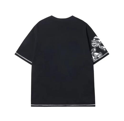 T828夏季新款针织花朵男女情侣短袖百搭休闲上衣时尚潮流宽松T恤 商品图1