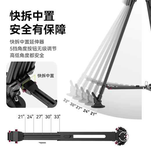 【U宝乱卖限时特惠】Ulanzi优篮子Video Fast专业摄影重型三脚架10级动平衡俯仰液压阻尼云台高承重专业级相机摄影机电影机三脚架 商品图5
