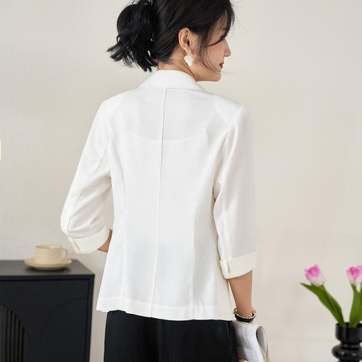 米思阳2026春季新款通勤职业西装100%醋酸小个子七分袖薄款外套女2653 商品图6