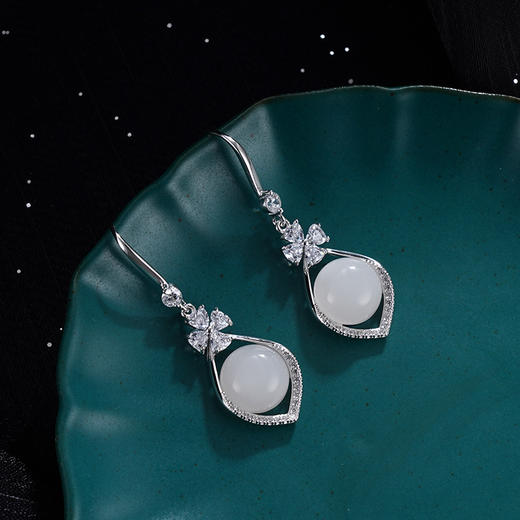 子佩集S925银【雅凝】耳环【YG00544】纯银时尚白玉2405 商品图0