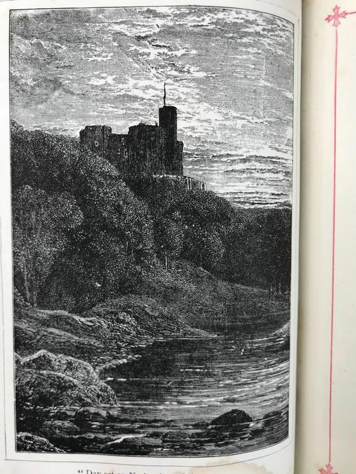 约19世纪后期 司各特诗集 7幅插图 全真皮精装32开 商品图8