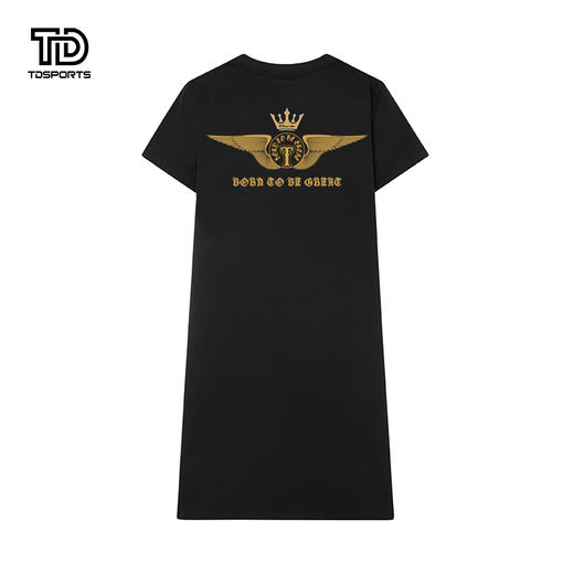 tdsports唐代运动潮牌纯色印花2024年夏季新款女款休闲圆领短袖连衣裙 商品图1