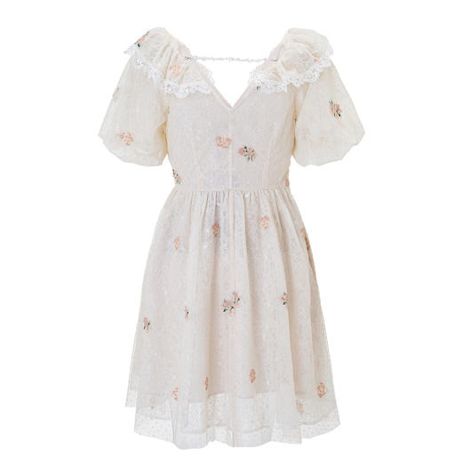 复古风荷叶边仙美连衣裙短款裙 商品图1