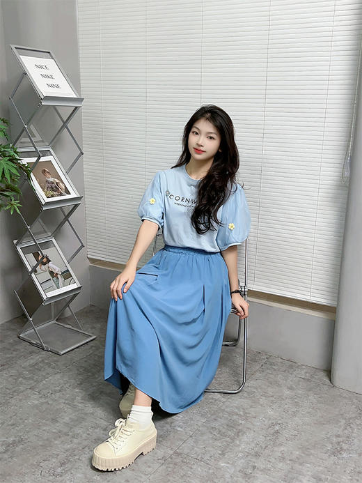 夏季新款【大码女装优雅风半身裙】130-320斤加大胖妹妹休闲显瘦A字半身裙 轻薄透气 商品图2