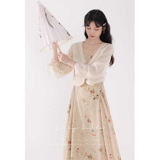 鹿向南【山茶月下】新中式国风吊带连衣裙开衫外套QYM001475 商品图2