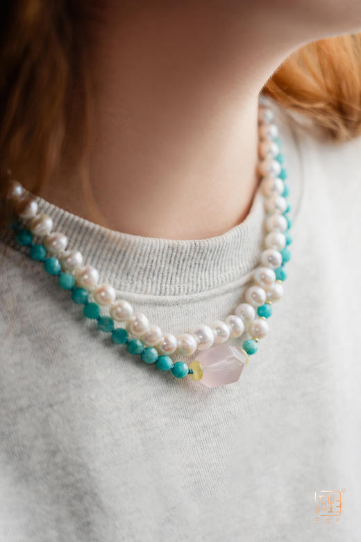 天河石粉水晶珍珠国风多用长链 商品图1