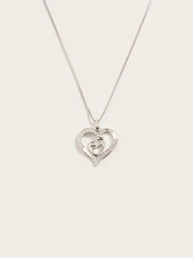 【品牌授权】LACLOCHE纯银母爱桃心项链  白金色 925银