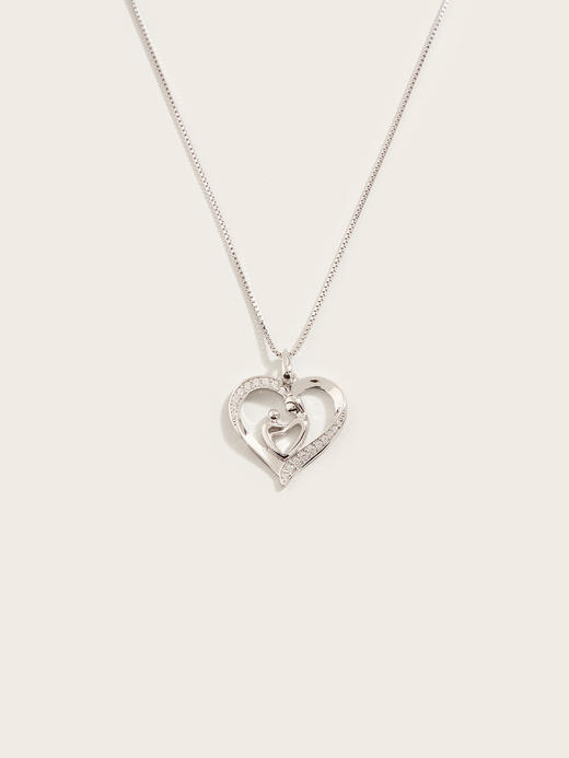 【品牌授权】LACLOCHE纯银母爱桃心项链  白金色 925银 商品图0