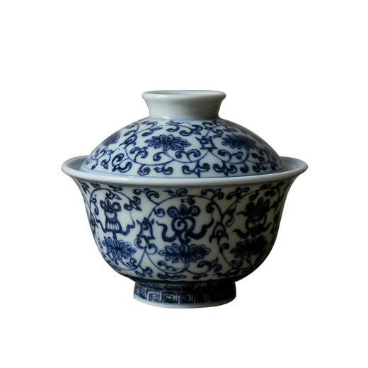 茶香记 云诗慕古 慕古八宝压手盖碗 八宝纹 缠枝莲 仿明青花 古典实用 商品图4