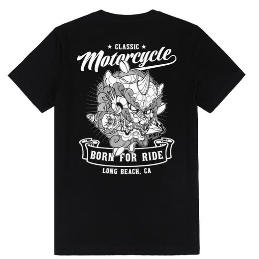 自由基地中国古代元素复古机车图案设计团队队服男士夏季短袖T恤 NMT-2131 商品图5