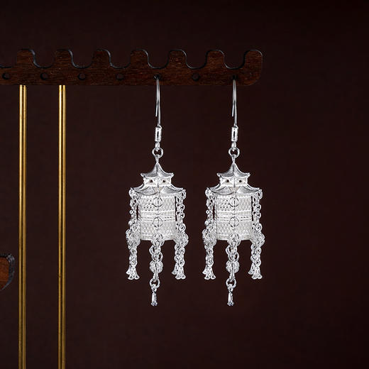 子佩集S990银【清灯香影】耳环【QFES042】纯银花丝宫灯流苏2405 商品图1