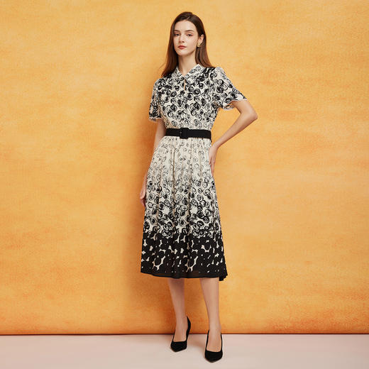 PF8B5斯尔丽24新款定位花配腰带收腰放摆显高显瘦连衣裙 商品图3