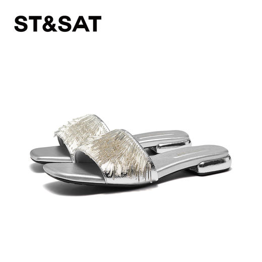 星期六时髦闪烁流苏粗跟凉拖SSC2110322 商品图7