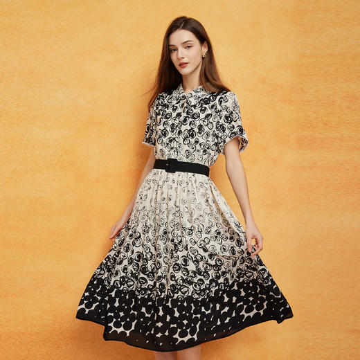 PF8B5斯尔丽24新款定位花配腰带收腰放摆显高显瘦连衣裙 商品图0
