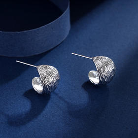 子佩集S925银【幻曲】耳钉【YEH-1324】纯银时尚扣环耳圈2405