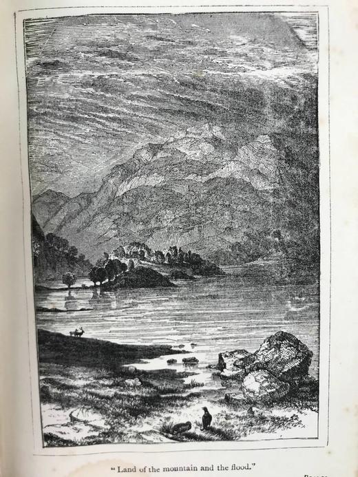 约19世纪后期 司各特诗集 7幅插图 全真皮精装32开 商品图9