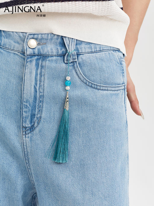 【舒爽百搭】阿菁娜轻国风高腰直筒醋酸夏日凉凉裤F29X210008 商品图4