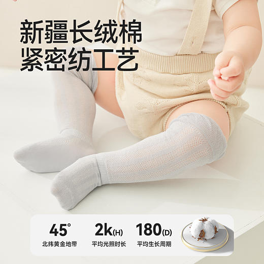 【一体机 无骨袜头 不勒腿的喷泉袜】贝比童袜 儿童袜子 夏季薄款过膝防蚊袜 超薄宝宝 袜子网眼婴儿长筒袜-QQ 商品图1