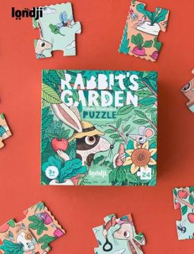 londji进口儿童拼图二阶昆虫水果认知游戏拼图《兔子的花园》故事益智玩具3岁+