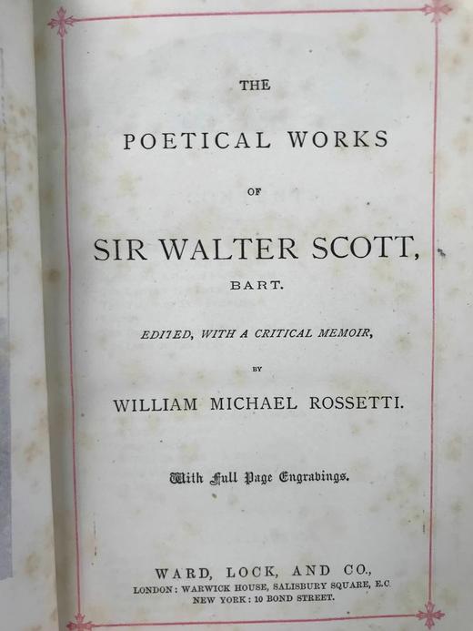 约19世纪后期 司各特诗集 7幅插图 全真皮精装32开 商品图3