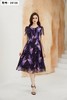 HJ1S83_紫薄汗色_连衣裙_四季_名媛风圆领半开襟网纱透视花卉印花短袖收腰显瘦中长裙_高级女装_BERNIEELEN 伯妮斯茵 商品缩略图0
