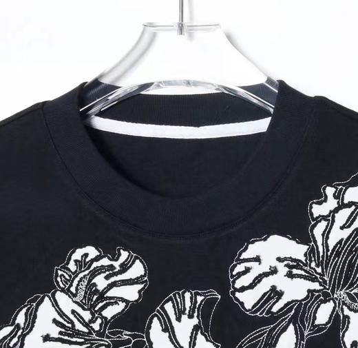 T828夏季新款针织花朵男女情侣短袖百搭休闲上衣时尚潮流宽松T恤 商品图2