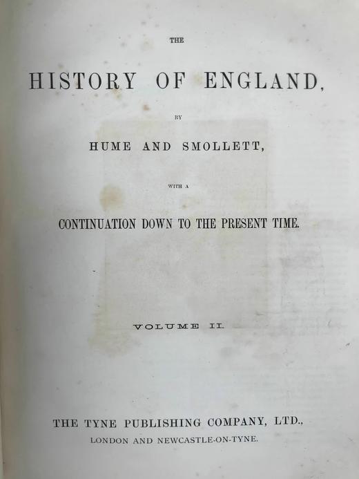 约19世纪后期 休谟与斯摩莱特《英国史》（卷2） 漆布精装16开 商品图2