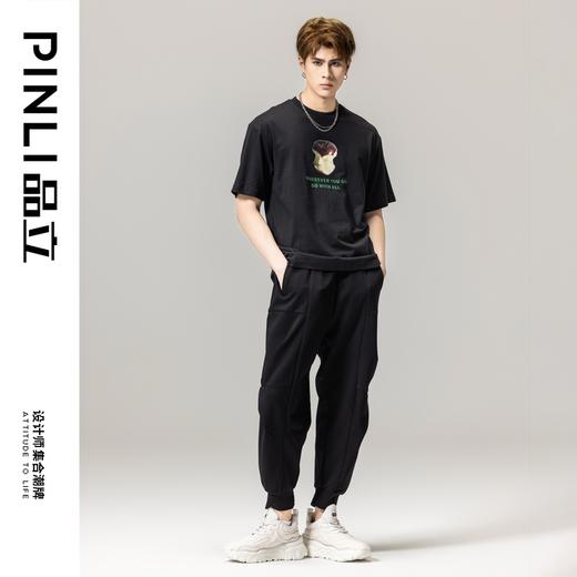 PINLI品立2024春季新款男士纯棉印花圆领休闲短袖T恤BG231111023 商品图1