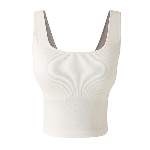 夏季【方领宽肩带背心】冰感美背打底 固定杯露脐款内衣 冰感吸湿可外穿 商品图6