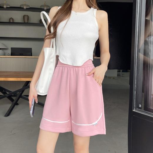 【奶油空气棉运动短裤】女夏韩版纯色休闲宽松高腰显瘦阔腿裤百搭热裤 商品图4