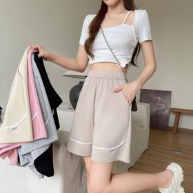 【奶油空气棉运动短裤】女夏韩版纯色休闲宽松高腰显瘦阔腿裤百搭热裤