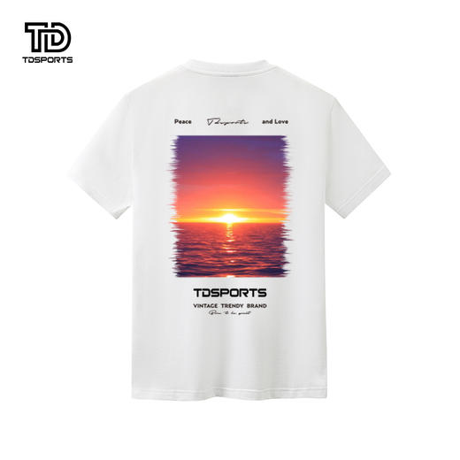 tdsports唐代运动国潮风潮牌晚霞印花2024年夏季新款上衣T恤短袖 商品图1