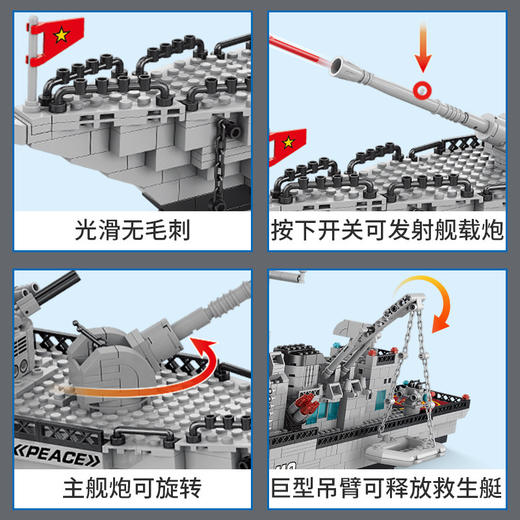 【六一热卖！】兼容乐高积木巨大型航空母舰拼装玩具男孩高难度航母益智儿童礼物，通过高难度的拼装，孩子们可以培养耐心和动手能力 商品图3