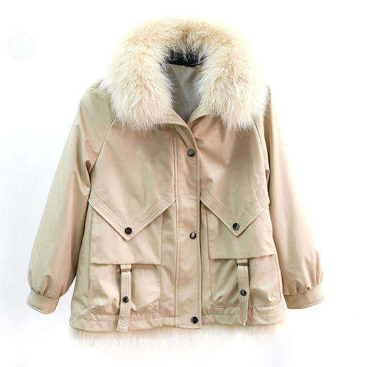 皮草外套女简约时尚兔毛内胆可拆卸短款秋冬季派克服女款CN107-DL699 商品图4