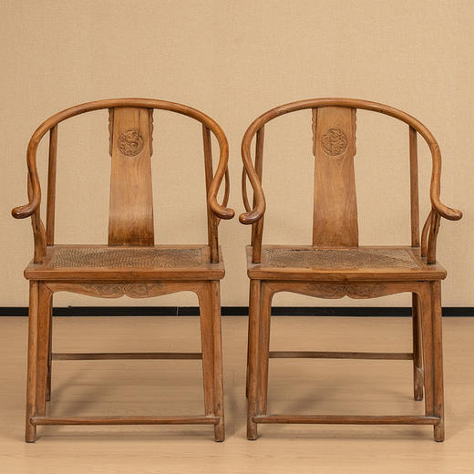 清 红木螭龙纹圈椅（一对） 商品图0
