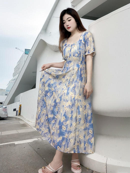 夏季新款【加大码油画连衣裙】高级感宽松款家居 120-300斤胖妹妹中长款长裙 商品图1