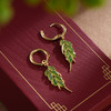 子佩集S925银【春风有迹】耳环【EJ00241】纯银绿叶和田碧玉麦穗镀金扣环耳圈2405 商品缩略图1