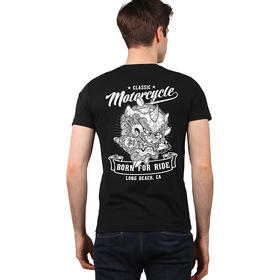 自由基地中国古代元素复古机车图案设计团队队服男士夏季短袖T恤 NMT-2131